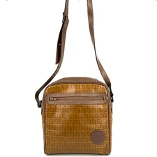 FENDI Shoulder Bag Zucchino Brown Authentic