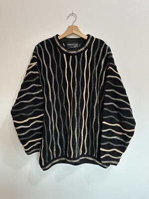 Baracuta by Tundra 90s Y2K Coogi Style 3D Knit Sweater Size Baracuta by Tundra 90s Y2K Coogi Style 3D Knit Sweater Size