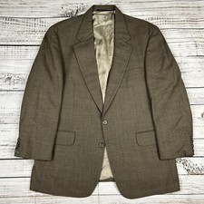VTG Lands' End 2 Button Brown Blazer Tweed Wool 43 R Sport Coat Jacket USA Made