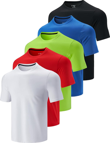 Paquete de 5 camisetas activas de secado rápido cuello redondo para hombre atléticas correr gimnasio S, M, L, XL - Imagen 12 de 12