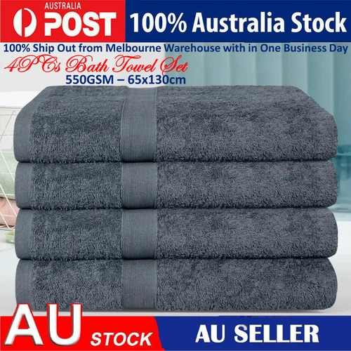 4 Pack Hotel Quality Bath Towels Set 550GSM Extra Thick Luxury Soft 130x65 cm AU