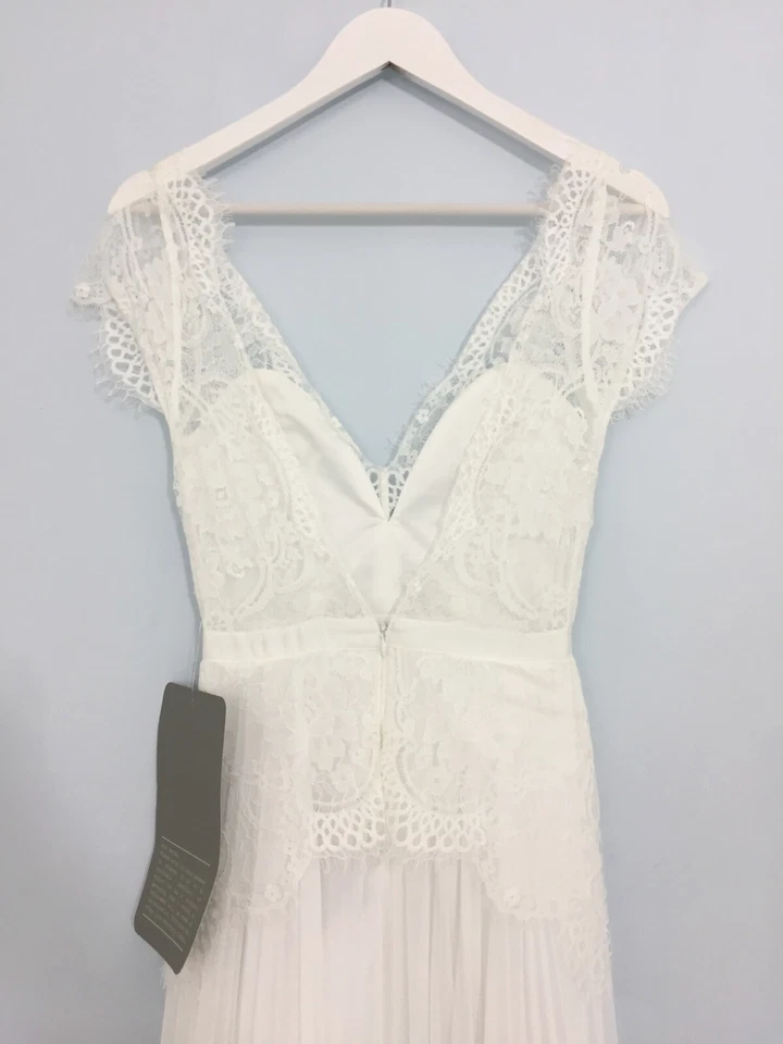 Nuevo vestido de novia plisado de encaje bordado marfil talla 4 de Asos para mujer F1 Foto 4 de 4