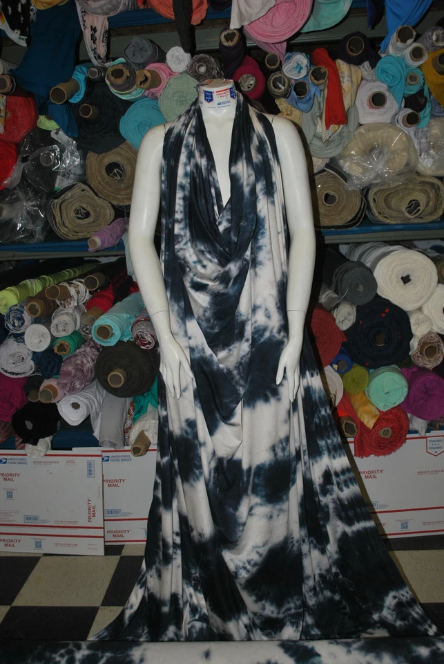 Hermosa tela tejida TieDye Rayón Strech azul marino oscuro combo por yarda Foto 4 de 4