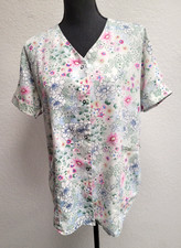 Apple Life Scrub Top see measurements Multicolor Floral Snap Close SOFT 