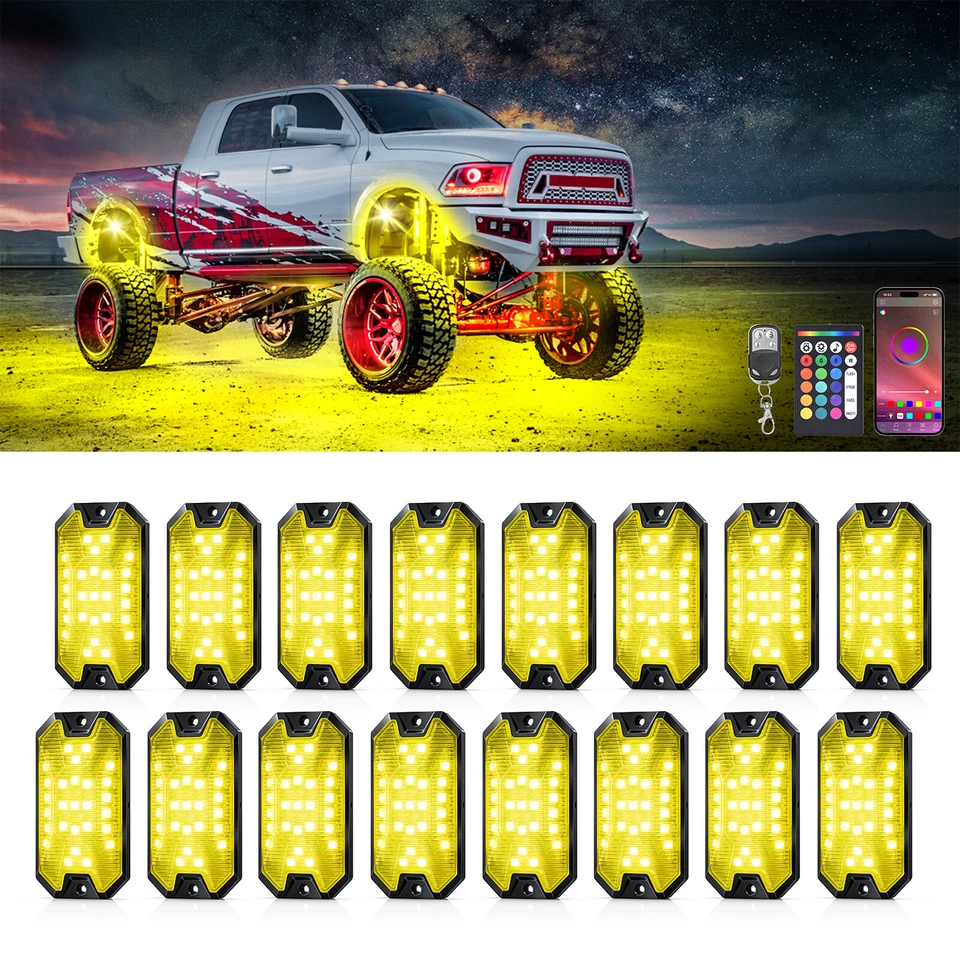 RGBW Rock Lights, 16 pods Underglow Neon Lights Kits,APP/RF Remote Control - Image 4 of 4