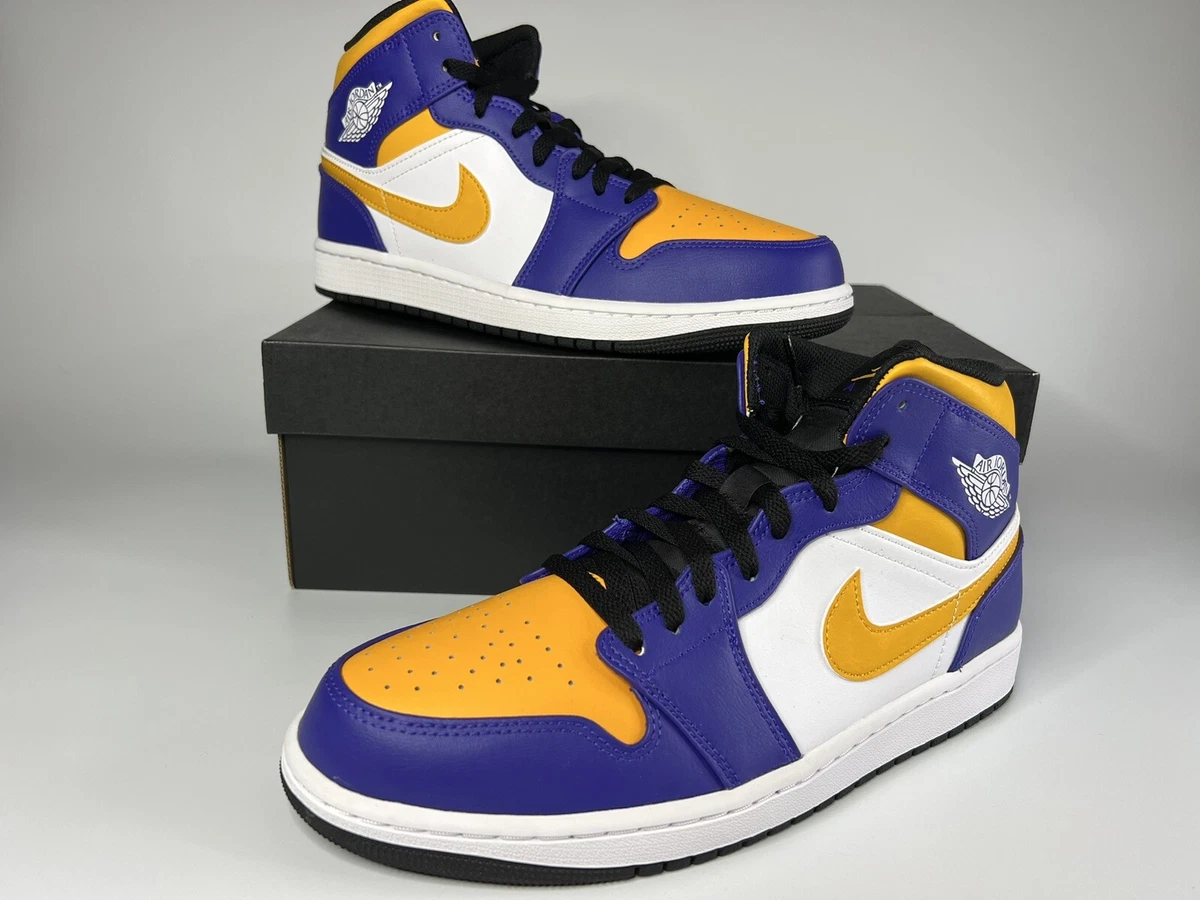 Air Jordan 1 Mid Lakers White Purple University Gold DQ8426-517