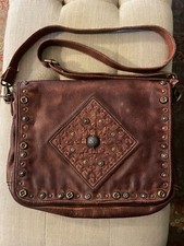 Old Trend Lone Road Dark Brown Leather Messenger Crossbody