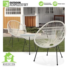 3 Pcs Acapulco Bistro Furniture Set Weather-Resistant Patio Chair & Coffee Table