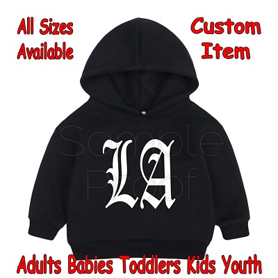 Baby Hoodie Birthday LA Old English Halloween Funny Horror All Sizes Available 