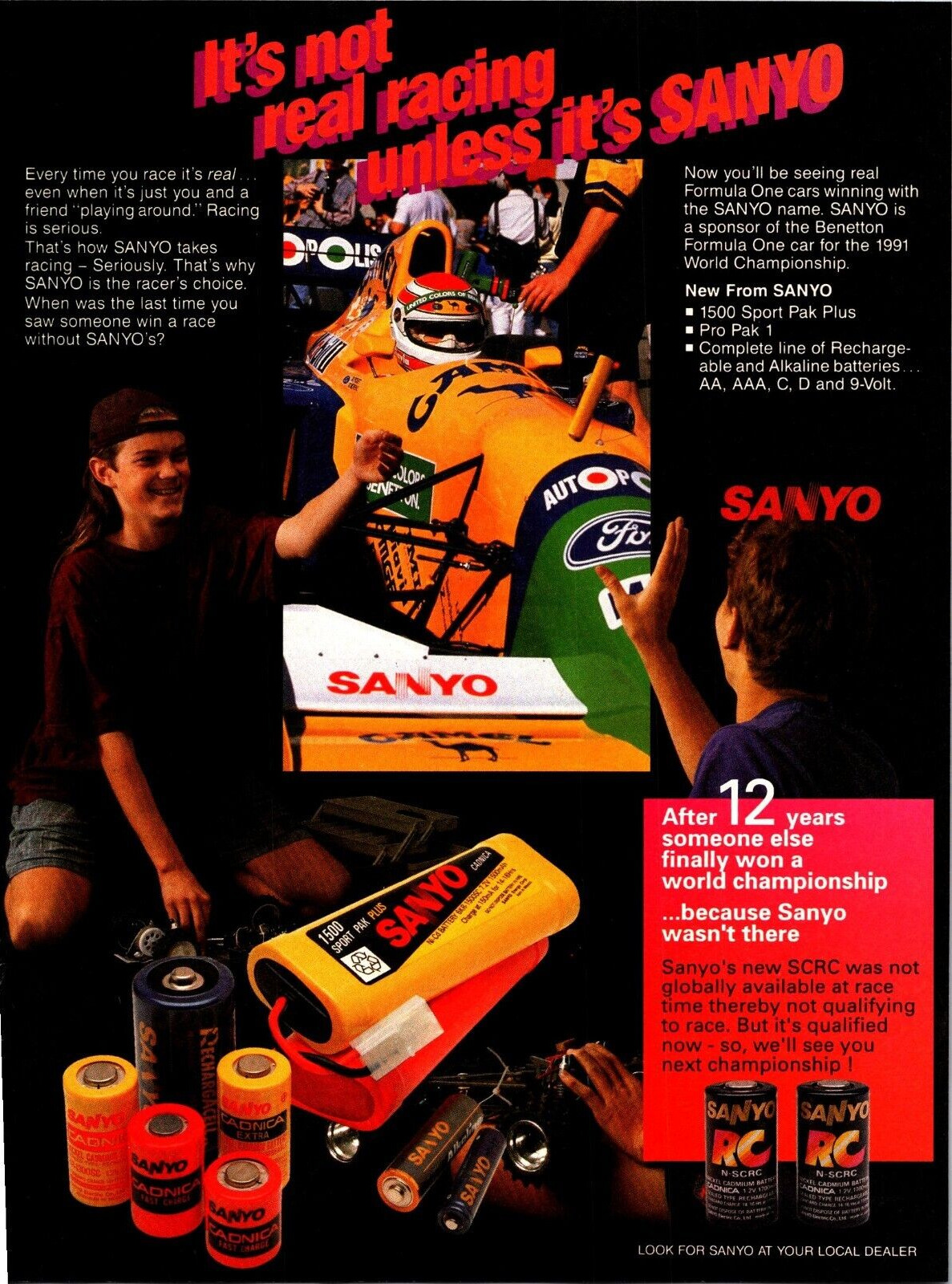 Sanyo SRCR Batteries Vintage Print Ad 1993 Wall Art Decor  1500 Sport Pak