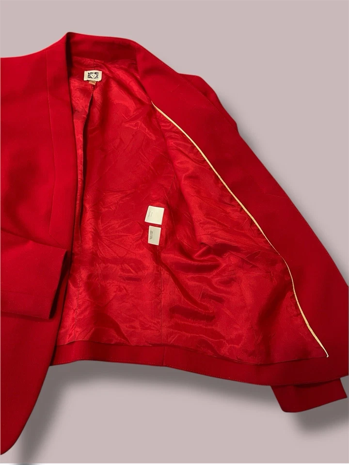 Orig. CHAQUETA BLAZER ANNE KLEIN ROJA DELANTERA ABIERTA TALLA 4 $139 Foto 4 de 4