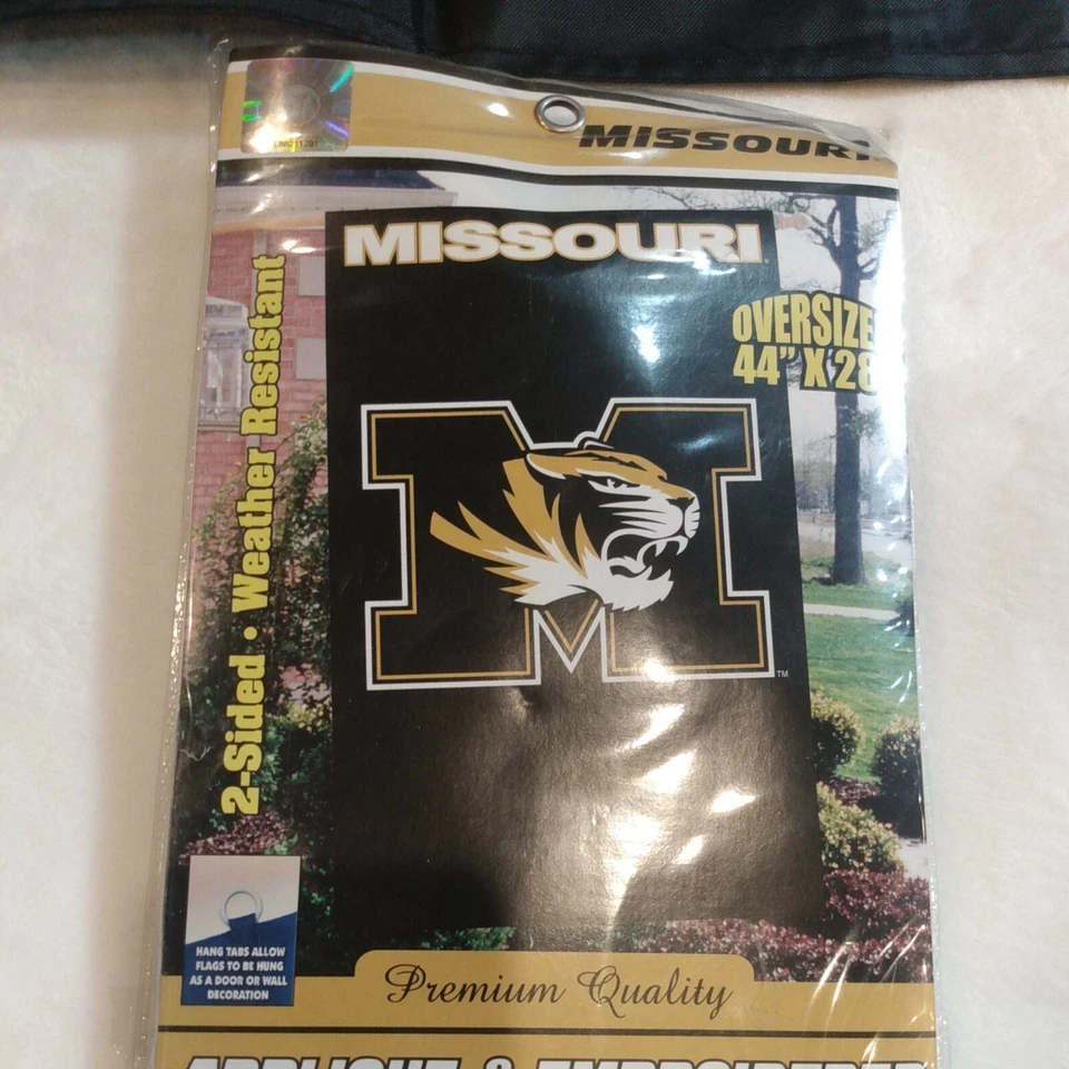 Bandera/estandarte de jardín bordado de gran tamaño de los tigres Mizzou de Missouri 2 caras 44 x 28 Foto 2 de 4