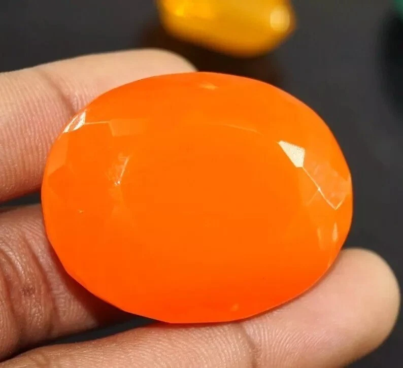 Piedra preciosa suelta corte ovalado ópalo naranja brillo australiano Welo 62-64 quilates certificado EGL Foto 2 de 4