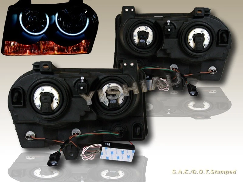 05-09 Chrysler 300 Doble CCFL Ojo de Ángel Halo Faros Negro Par Tipo Halógeno Foto 2 de 2