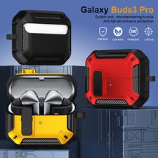 For Samsung Galaxy Buds 3/3 Pro Rugged Secure Lock Case Shockproof with Keychain