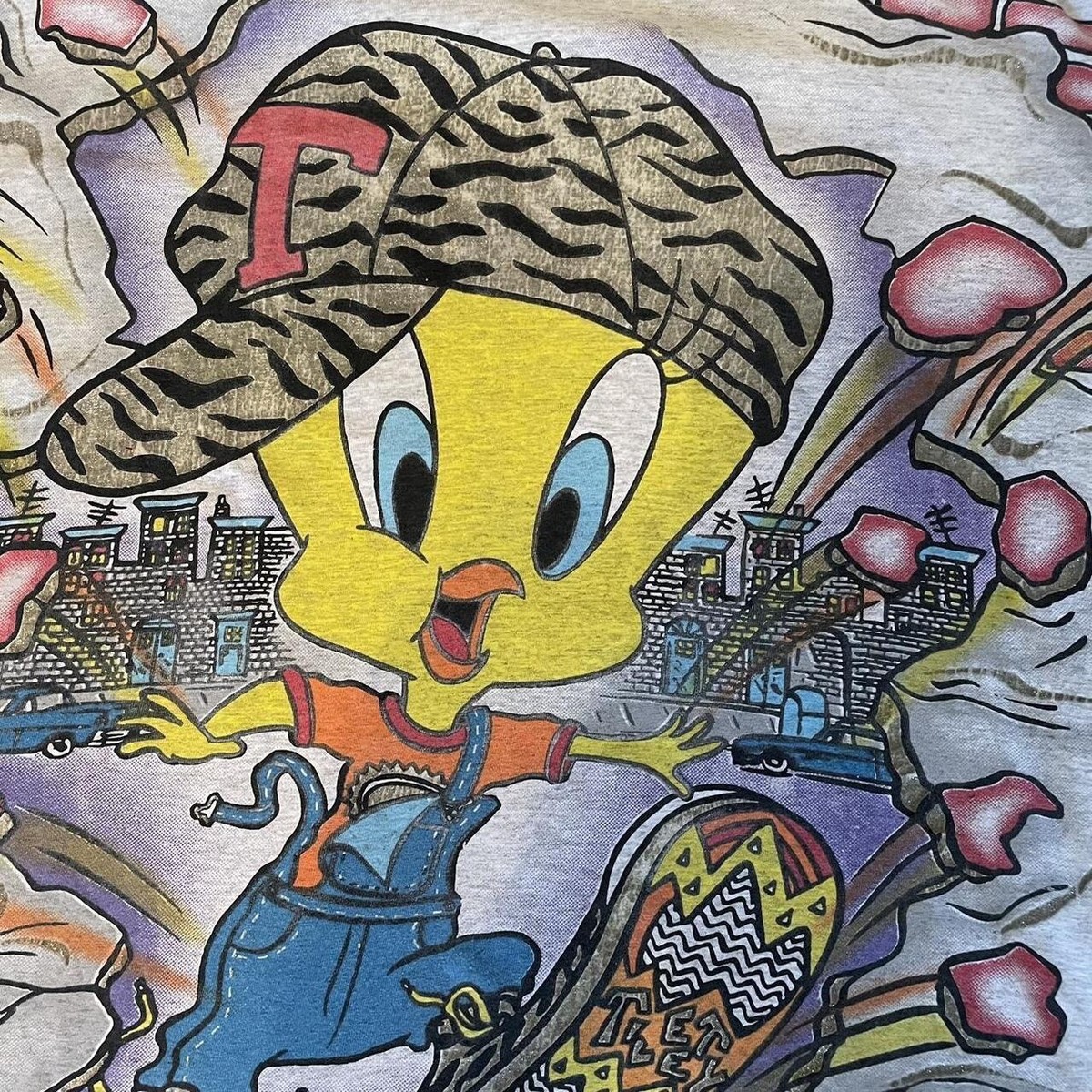 Vintage 1995 Warner bros looney tunes Freeze all over print