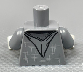 LEGO Minifigure Dark Bluish Gray Torso Robe Tie Hood White Shirt Sash Hashmarks
