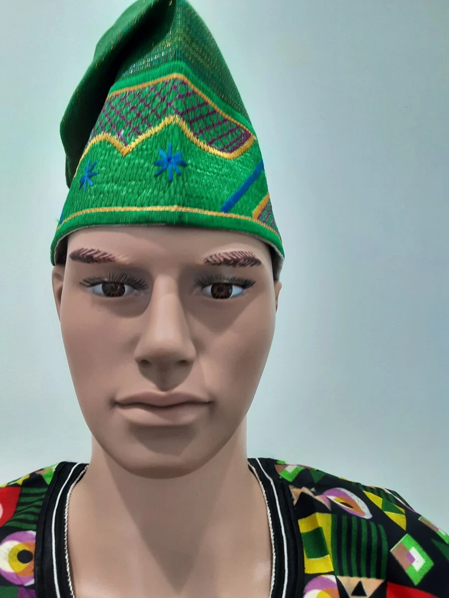 Fila Mens African Hat Traditional Tribal Ethnic Embroidery Custom
