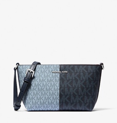 Michael Kors Jet Set Travel Two Toned Logo Crossbody Bag Navy New