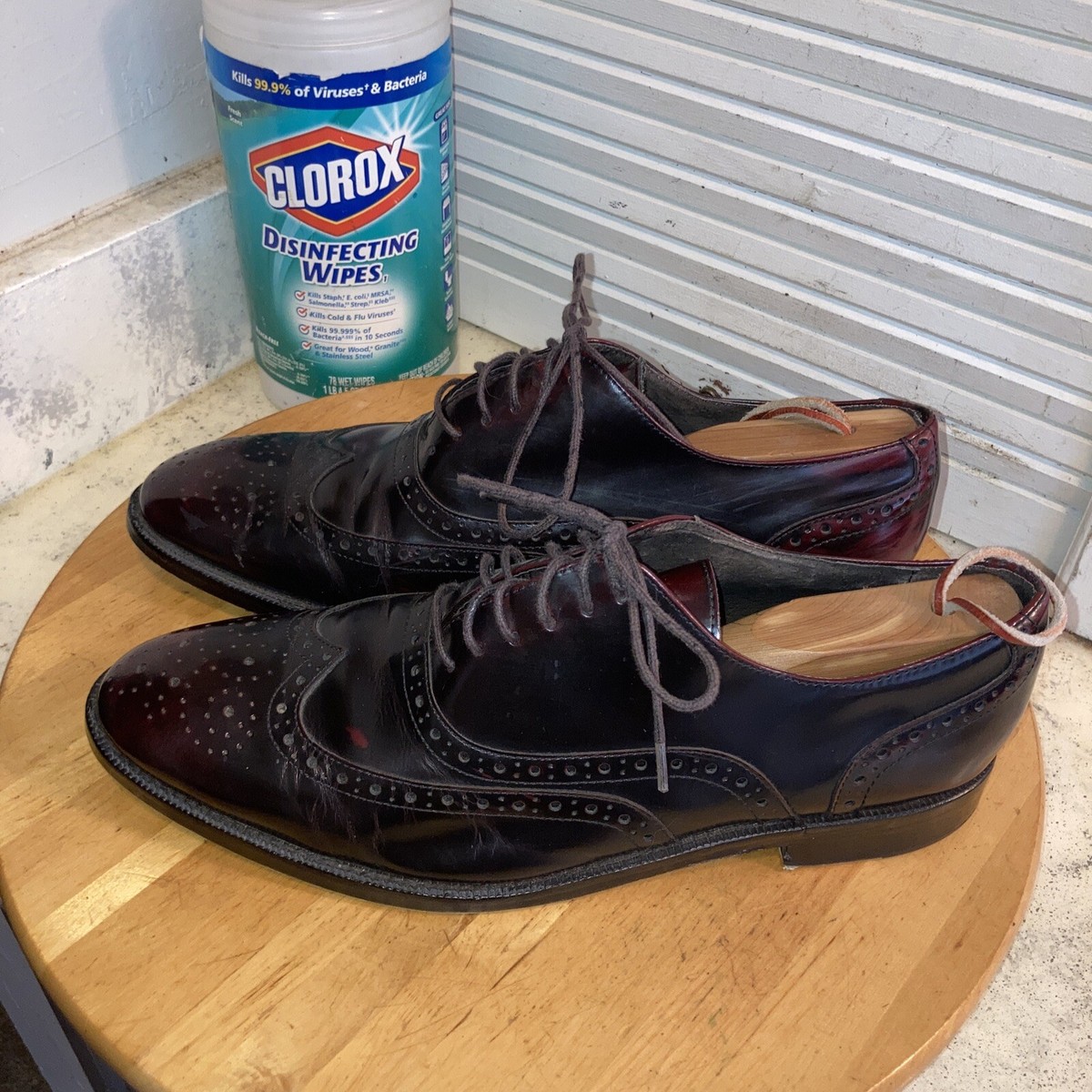 Banana Republic Hadley Brogue Oxford Dress Shoes Mens 9.5 M Dark Leather, Trees