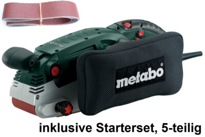 Metabo BAE 75 Bandschleifer, 600375000, mit Maschinenständer und Starter-Set
