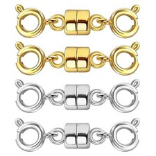 Double Magnetic Necklace Clasps and Closures 14K Gold 4Pcs 2Gold 2Silver