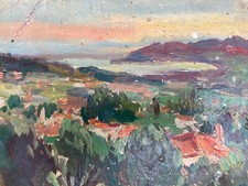 Bella Pittura Olio Pannello Legno Inizio Xx Mare Mediterraneo Firmato A Identify