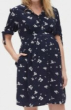 Maternity Print Button-Front Dress Small (Gap) NWT Blue with White Flowers
