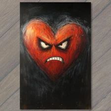 Art Print  Angry Red Heart Expressing Intense Emotion Love Vibrant Rage Fun 7/8