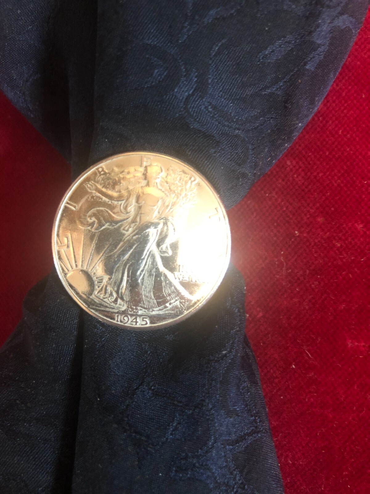 Coin Rag Scarf Slide/Wild Rag Slide: Real Coin, Walking Lib. 1/2 $, Silver | eBay