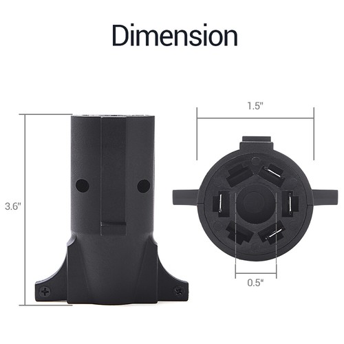 7 Way RV Blade to Flat 4 PIN Trailer Light Adapter Tow Hitch Connector Plug 12V - Picture 2 of 7