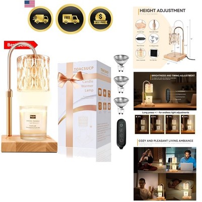 Candle Warmer Lamp with 3 Bulbs, Adjustable Height Dimmable Candle Warmer wit...