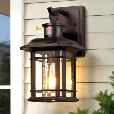 Brown Motion Sensor Outdoor Light Fixture, Dusk to Dawn Exterior Lights for Hous