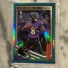 Lamar Jackson 2025 Score Teal Die Cut 08/10 Baltimore Ravens #75 Jersey Match