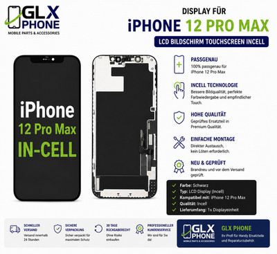 Display für iPhone 12 Pro Max LCD Touchscreen Incell Bildschirm Ersatz Schwarz