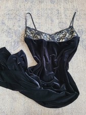 Vintage 90s Black Velvet Dress UK Size 12 Strappy Occassion Evening Party Grunge