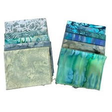 Batik Bundle 11 Fat Quarter 2 Fat 1/8's Colors of the Sea Quilt Stash Builder