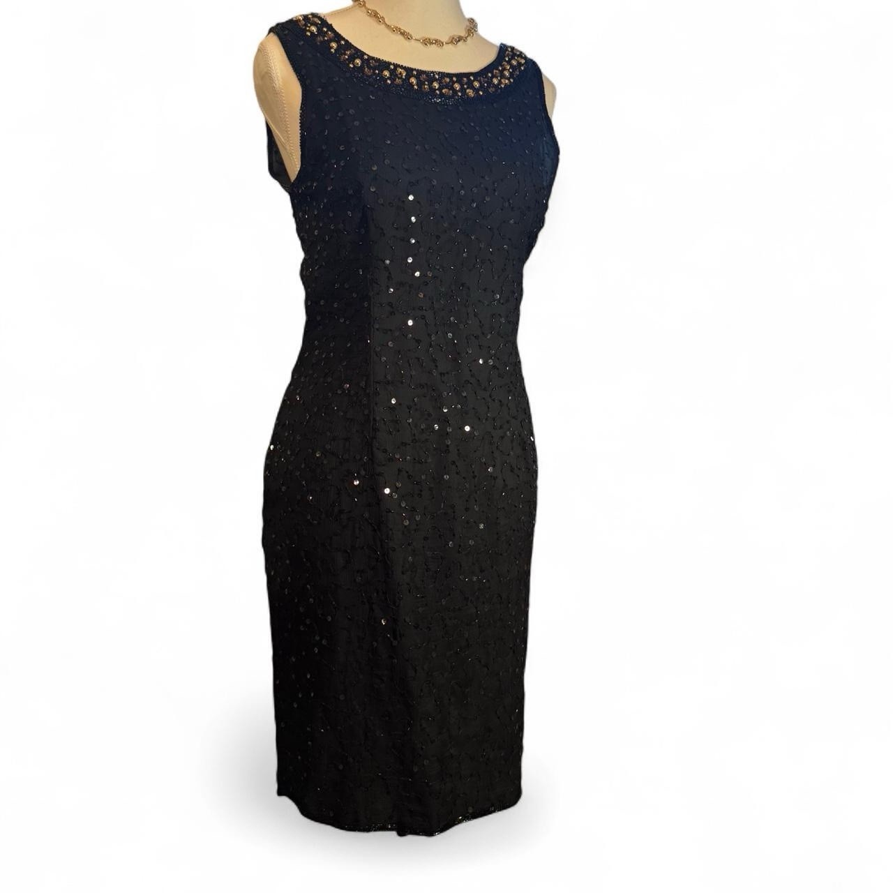 Vintage Women’s B2 & US By Mark & John Silk Beaded Midi Dress, Size M