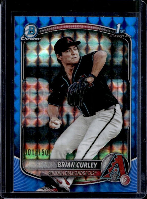 2025 Bowman Draft Brian Curley Chrome Blue Geometric Refractor 1st #/150