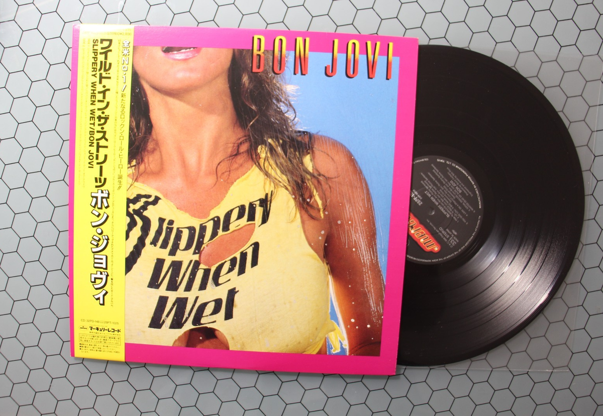 Bon Jovi - Slippery When Wet, 1986 LP, Japan w/OBI & INSERT