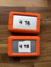 Lot of 2 LaCie Rugged 4TB External HDDs, 1x USB 3.0 + 1x USB-C, 8TB, Backup Pair