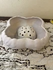 Van Briggle Pottery Flower Bowl w/ Flower Frog – White Matte – Vintage Art Potte