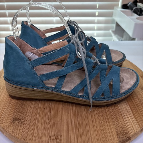 NAOT Yarrow Lace Up Gladiator Sandals Blue Nubuck Leather Womens Size 37 6-6.5 - Picture 2 of 12
