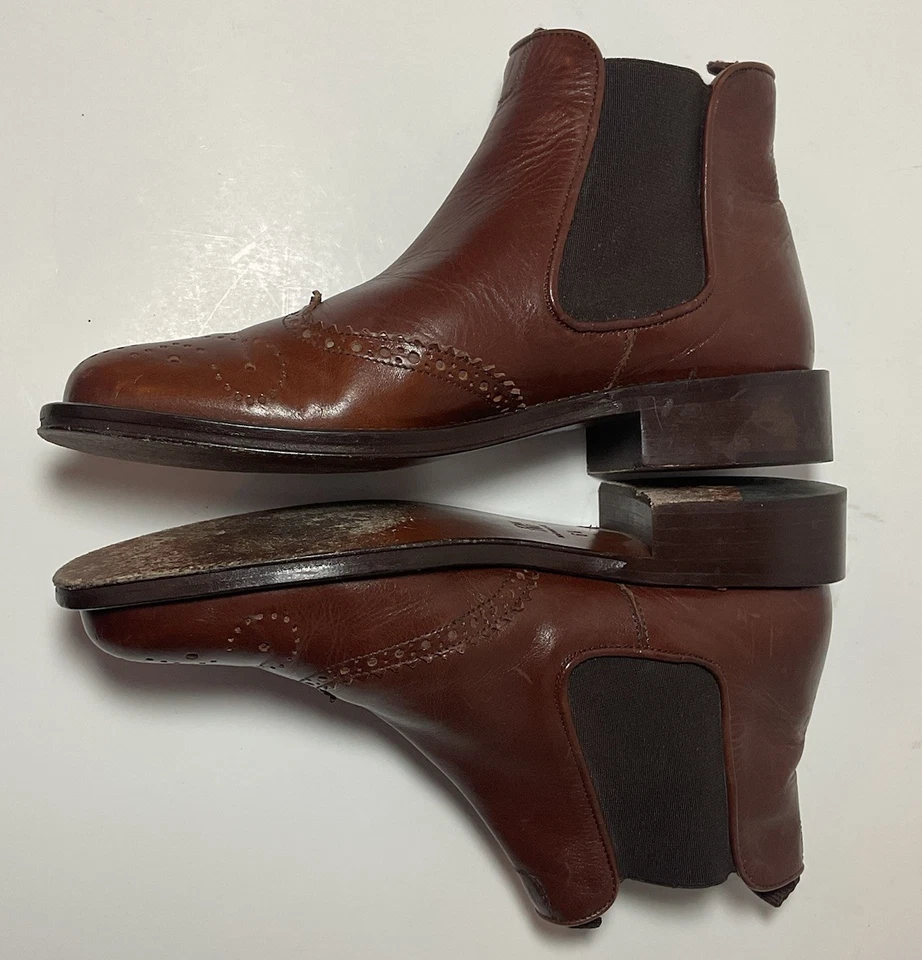 Botas Chelsea Joan & David Hechas en Italia Marrón Puntera al Tobillo Talla 6.5 M Cuero Foto 4 de 4