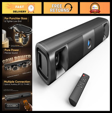 60W Bluetooth Sound Bar for TV, Dual Bass Drivers, Virtual Surround Sound, Wall