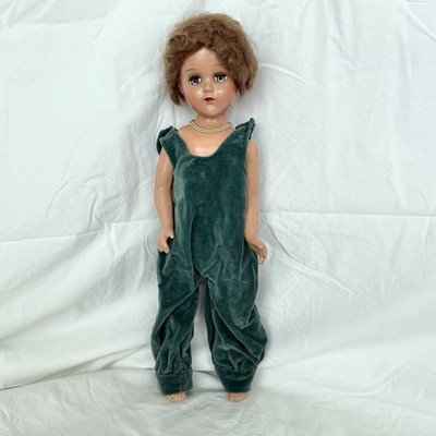 Vintage 1940s Arranbee R&B Doll Brunette Composit 17 in Green Velveteen Jumper