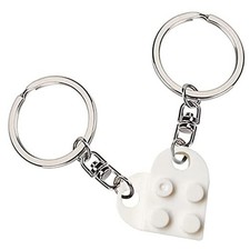 Brick Heart Keychain for Couple Boyfriend Girlfriend Best Friend, Cute White