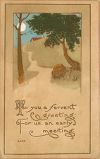 Arts & Crafts Postcard Bergman Quality 5390 Tree Path & Moon A/S Bernhardt Wall