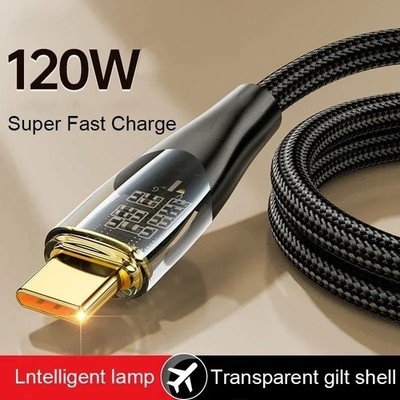 120W Type C Cable Super Fast Charge USB Cable 1M/1.5M/2M Phone Charger Wire for 