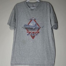 Vintage Boeing 747 Commercial Airplane Graphic T Shirt Size Large Port  Co